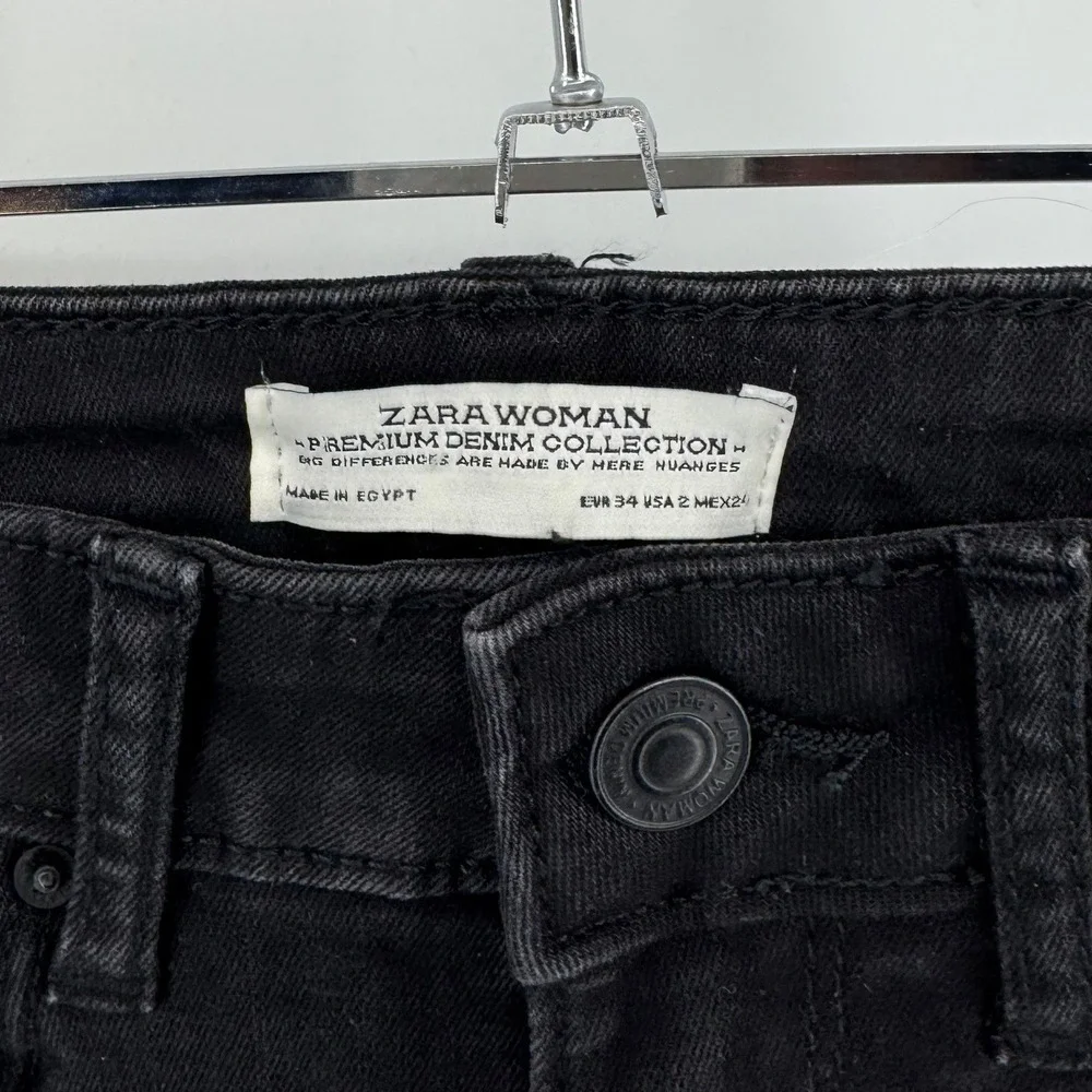 Zara Jeans Women 2 Black High Waist Skinny Denim Revolve Stay Black Slim Capsule